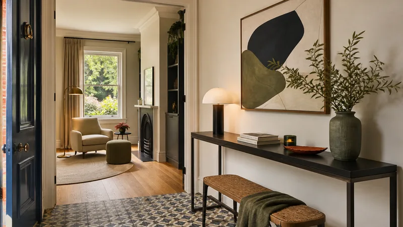 Styled entrance hall and reading nook in an Armadale home