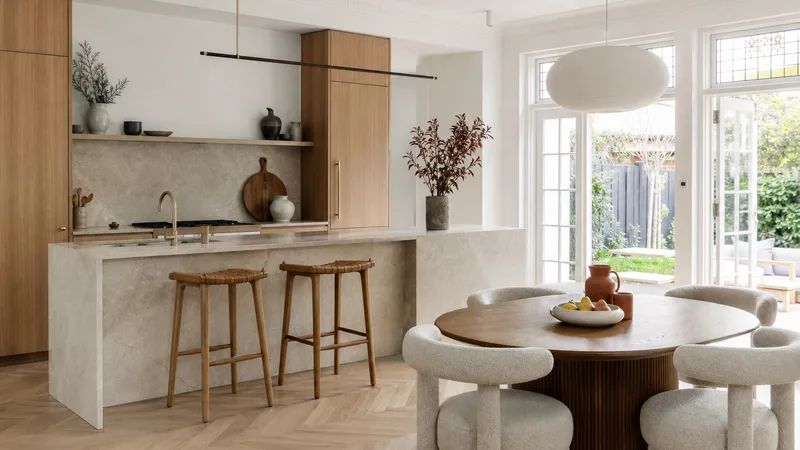 Contemporary staged kitchen in an Armadale period home