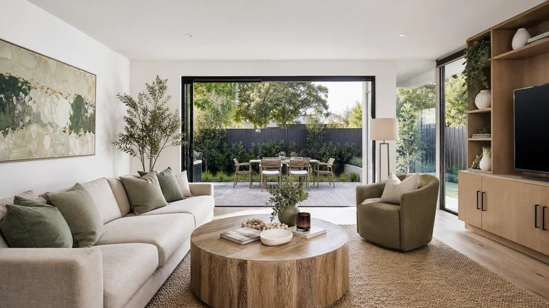 Beaumaris family room professionally styled for a property sale campaign