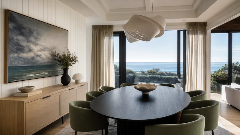Black Rock dining professionally styled for a property sale campaign