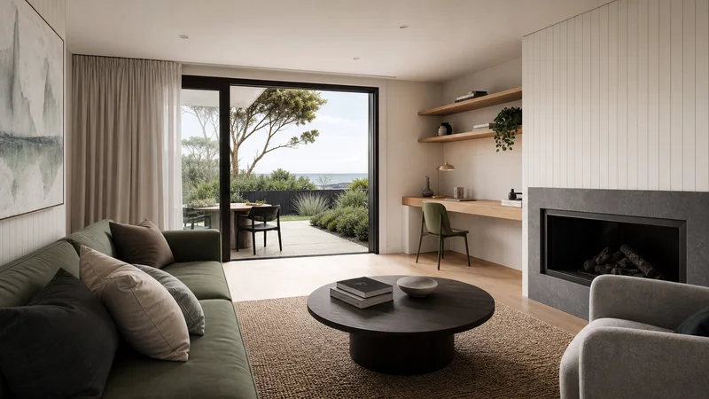 Black Rock family room professionally styled for a property sale campaign