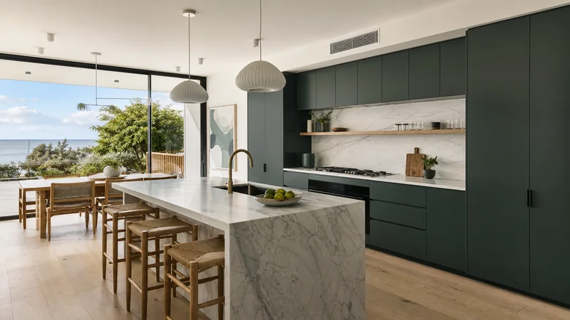 Black Rock kitchen professionally styled for a property sale campaign