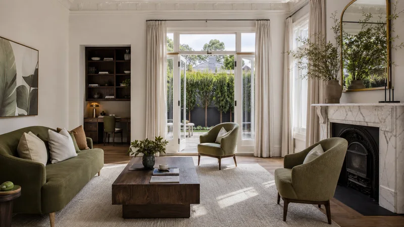 Caulfield North family room professionally styled for a property sale campaign