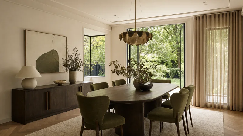 Leafy Glen Iris dining room with refined property styling