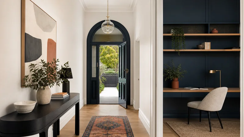 Glen Iris entry and study nook styled for inspection day