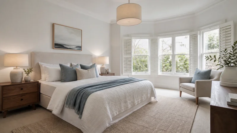 Sandringham bedroom professionally styled for a property sale campaign