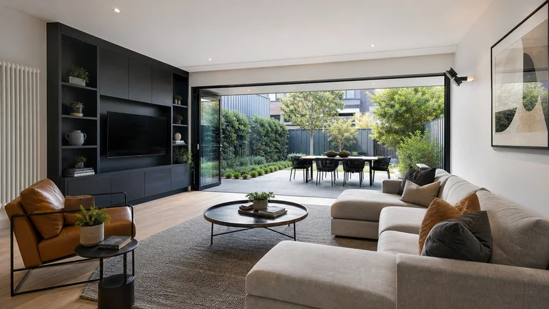 Sandringham family room professionally styled for a property sale campaign